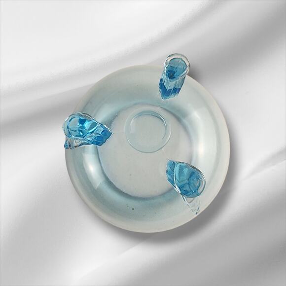 Vintage 60's Viking Glass Flower Lite Colonial Blue / Rose Bowl 3 Footed - Picture 5 of 5